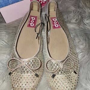 Pop Women's Sparkling Beige Flats